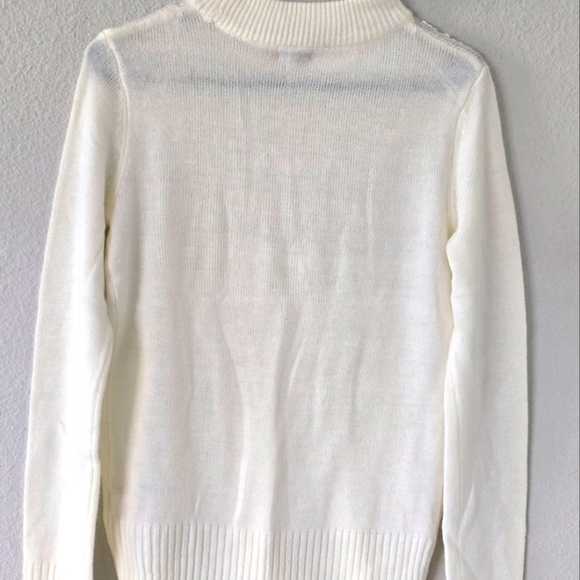 $54 Juicy Couture Turtle Neck Sweater Womens  Sz S Ivory Sequins Pull Over - Picture 3 of 14